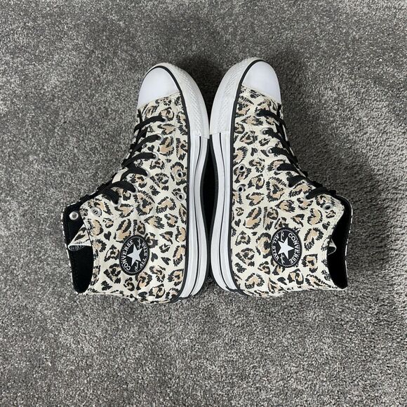 Converse CTAS 671604F Women’s Sz 8.5 Junior 6 Leopard Print Platform Shoes Used - Picture 7 of 12